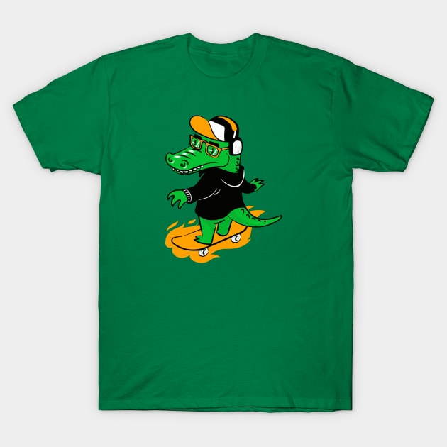 Hip Skater Gator on Skateboard T-Shirt by SLAG_Creative